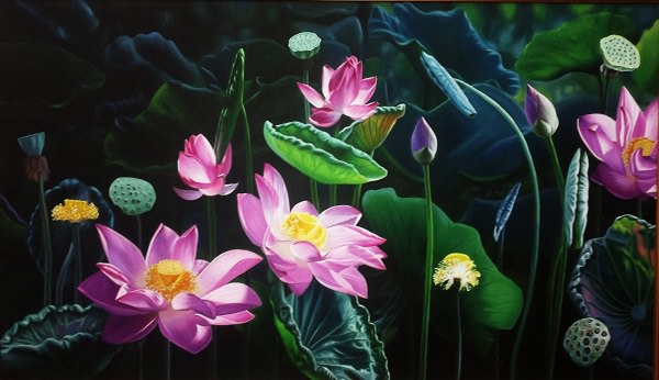 tranh-son-dau-hoa-sen